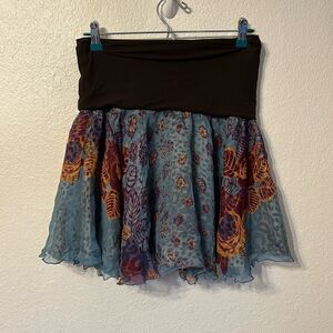 Samantha Treacy Silk Mixed Print Skirt Small